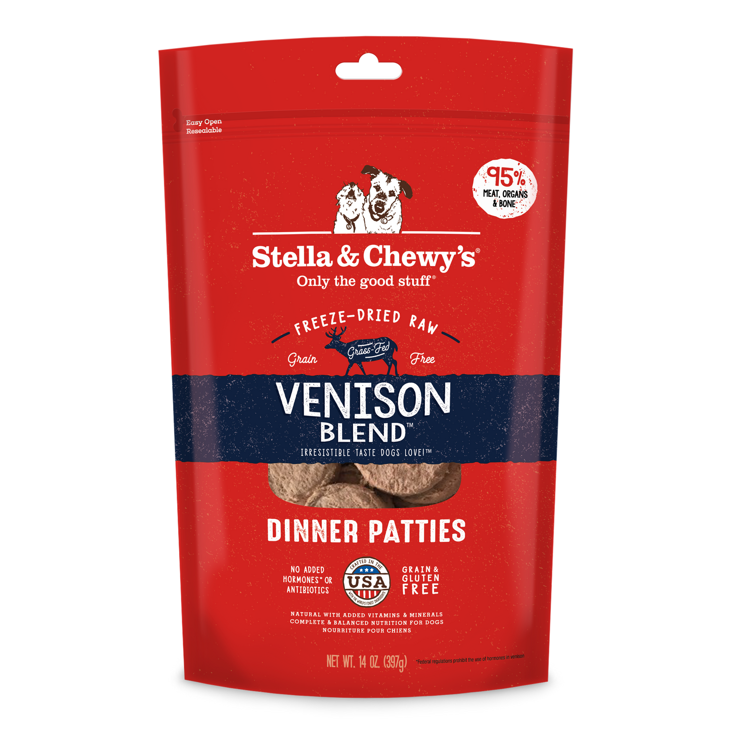 Stella & Chewy's Venison Blend Dinner Patties Freeze-Dried Raw Dog Food 14oz