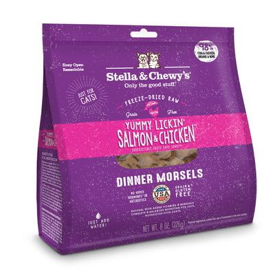Stella & Chewy’s Yummy Lickin’ Salmon & Chicken Dinner Morsels Freeze Dried Cat Food (2 Sizes)
