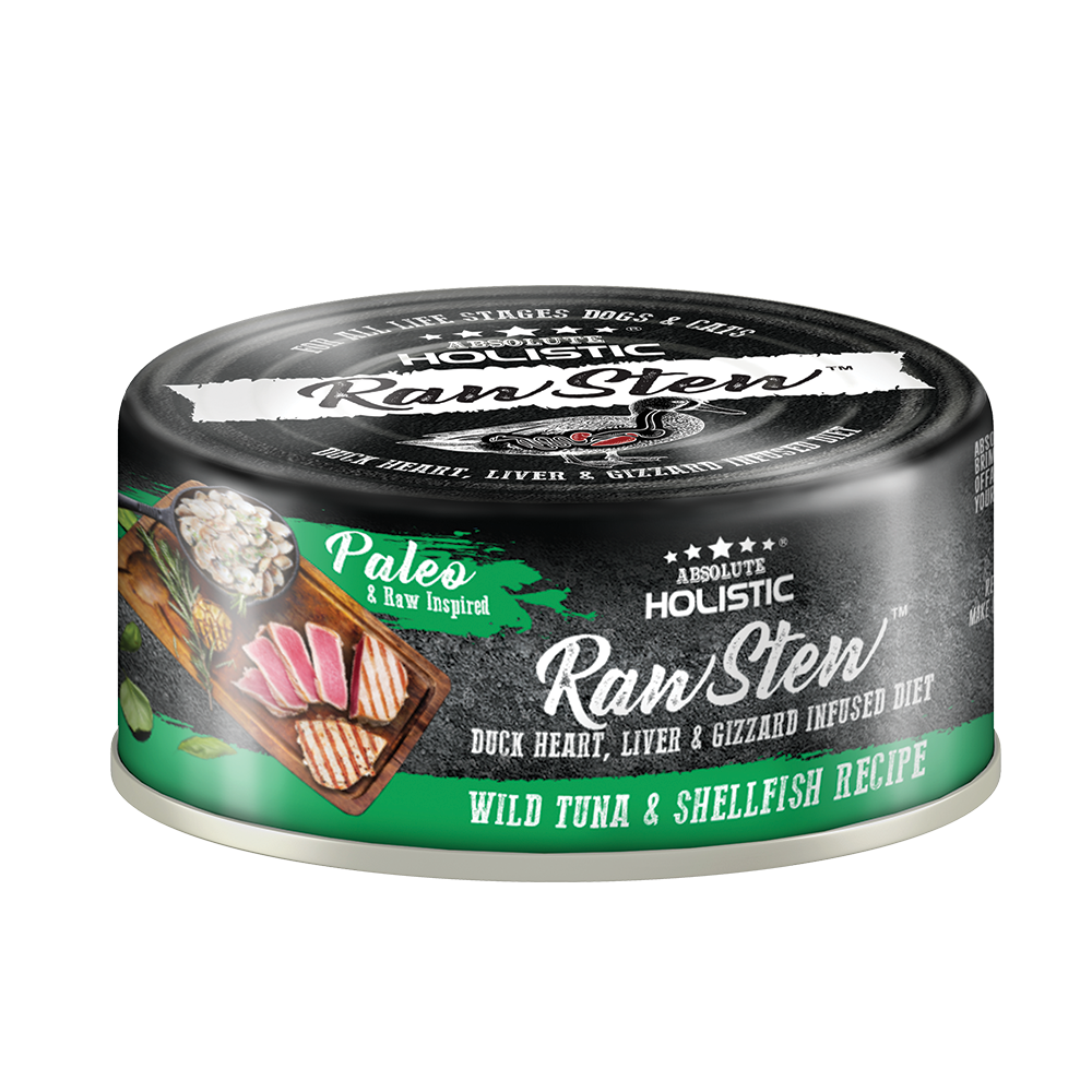 [As Low As $1.85 Each] Absolute Holistic Wild Tuna & Shellfish Raw Stew Cat & Dog Canned Food 80g