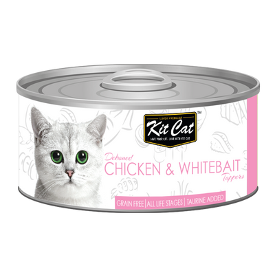 [As Low As $0.91 Each] Kit Cat Deboned Chicken & Whitebait Wet Cat Canned Food 80g