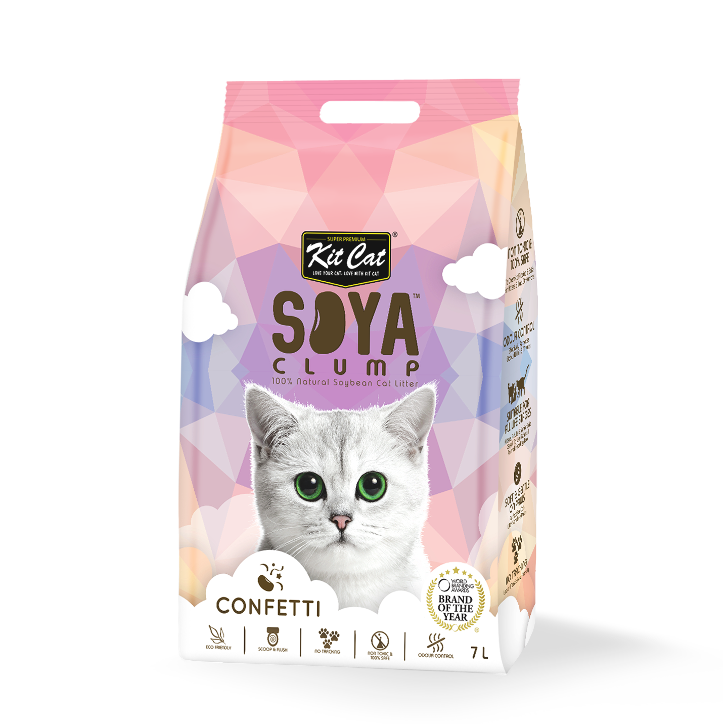 Kit Cat Soya Clump Cat Litter Confetti 7L (Bundle of 6)