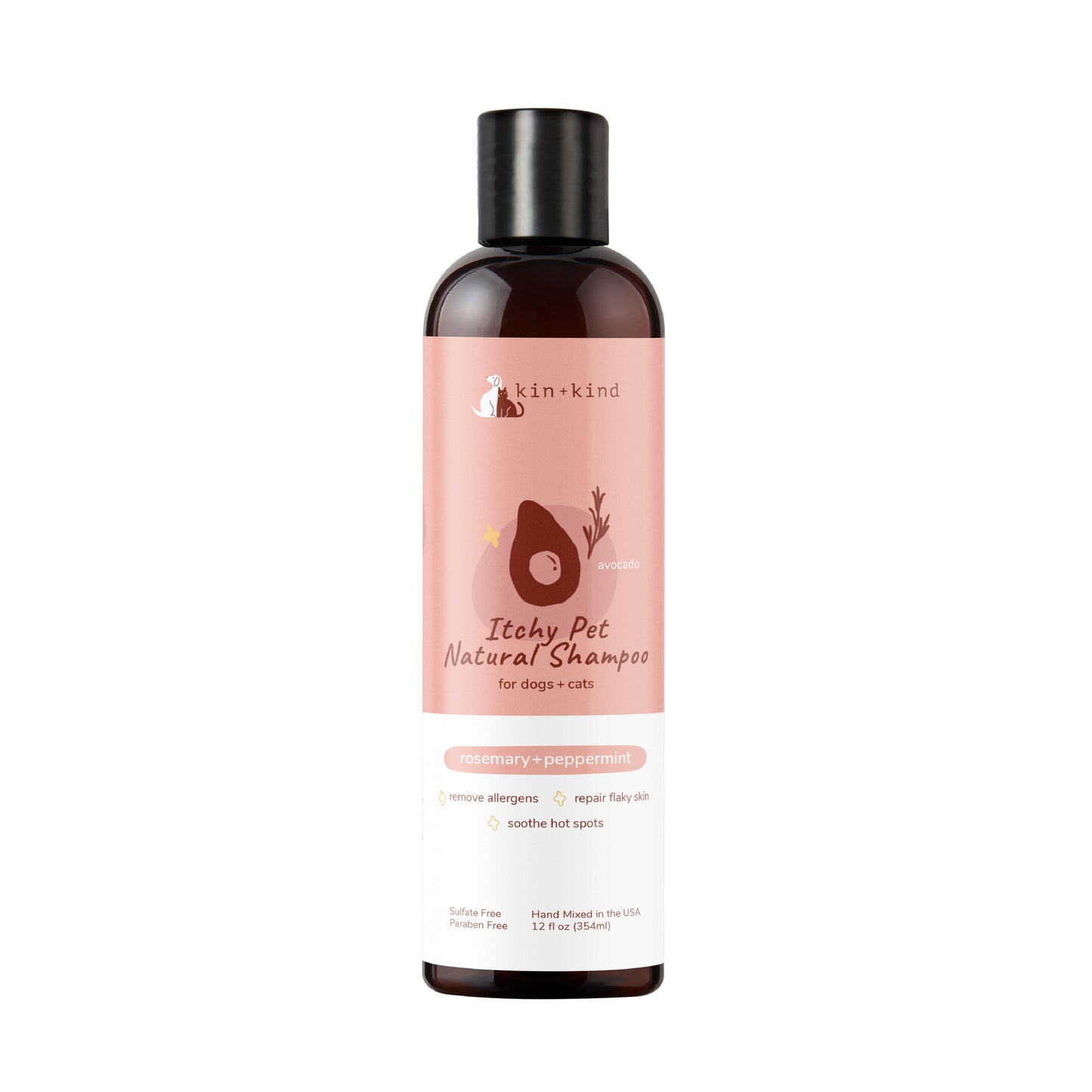 Kin+Kind Itchy Pet Rosemary + Peppermint Natural Dog & Cat Shampoo for Dogs & Cats 12oz