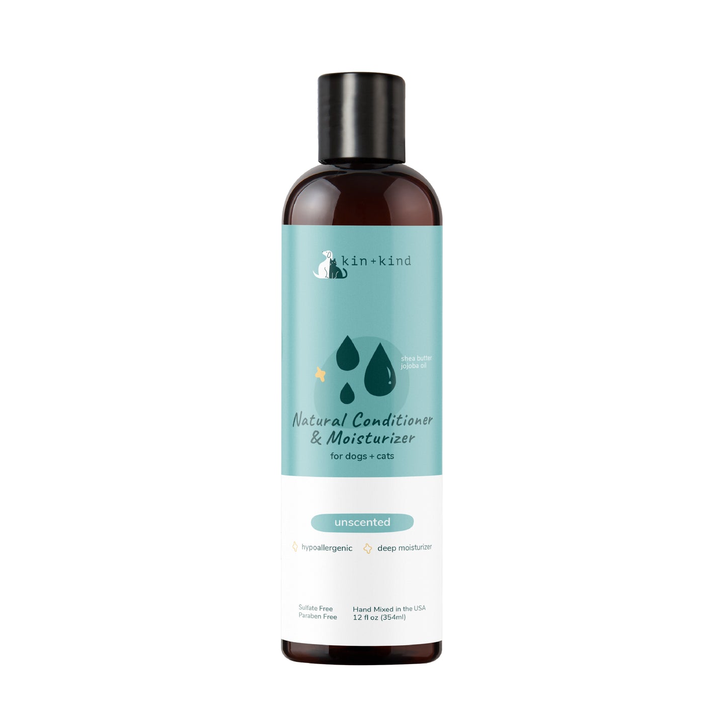 Kin+Kind Unscented Natural Conditioner & Moisturizer for Cats & Dogs 12oz