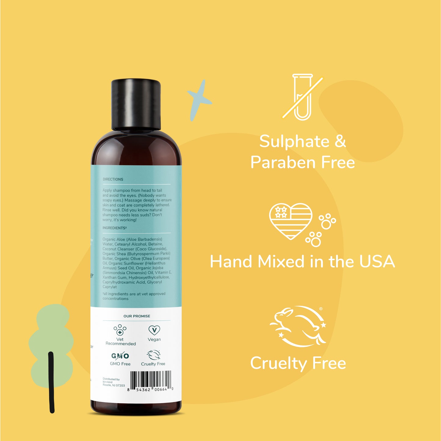 Kin+Kind Unscented Natural Conditioner & Moisturizer for Cats & Dogs 12oz