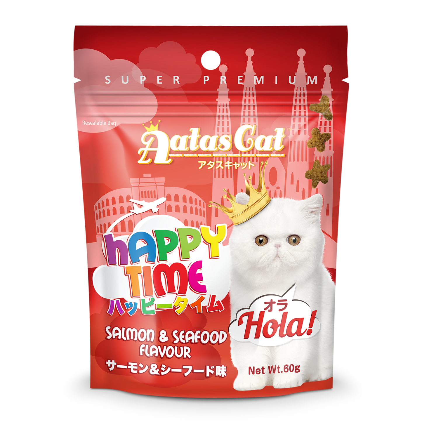 Aatas Cat Happy Time Hola! Salmon & Seafood Cat Treat