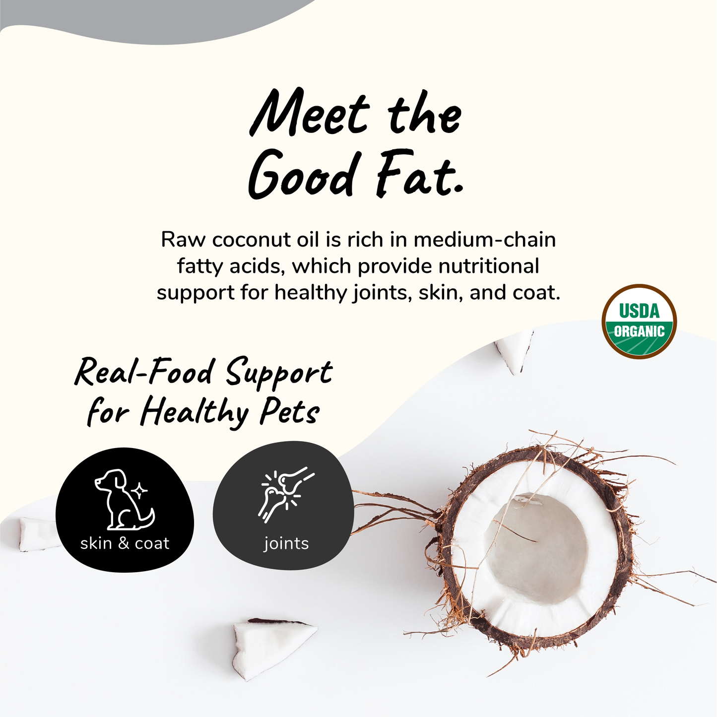 Kin+Kind Organic Raw Cold-Pressed Coconut Oil for Dogs & Cats (2 Sizes)