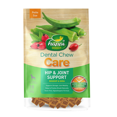 [As Low As $7.65 Each] Happi Doggy Care Rosehip & Okra Hip & Joint Support Dental Chew 150g (2 Sizes)
