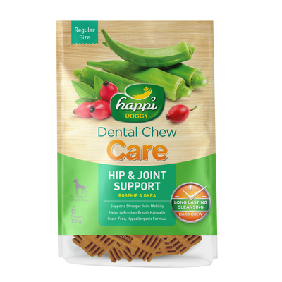 [As Low As $7.65 Each] Happi Doggy Care Rosehip & Okra Hip & Joint Support Dental Chew 150g (2 Sizes)