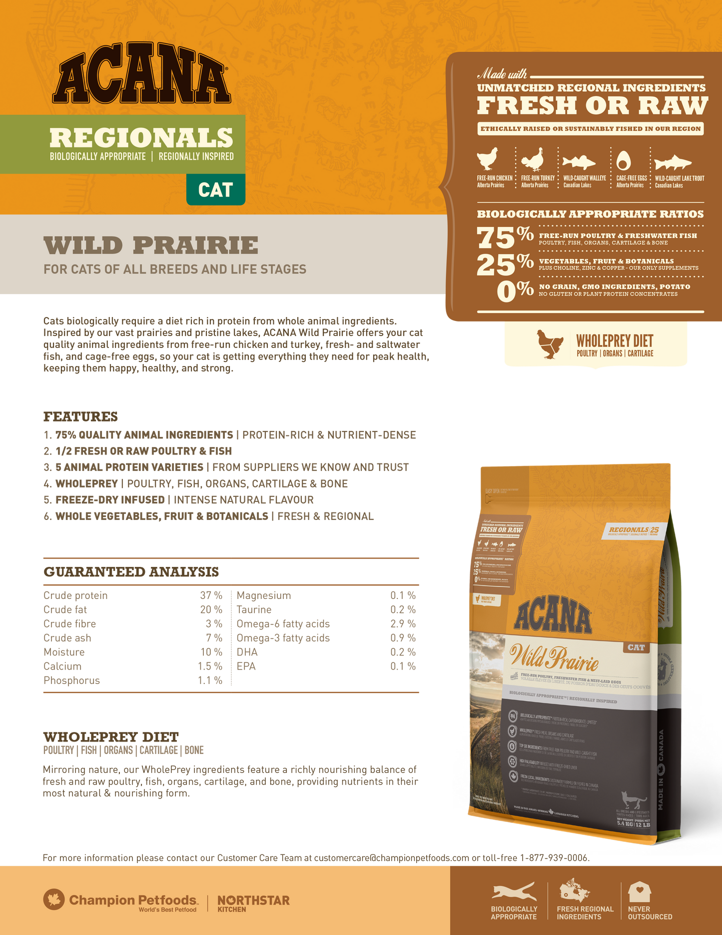 ACANA Regionals Wild Prairie Dry Cat Food (2 Sizes)