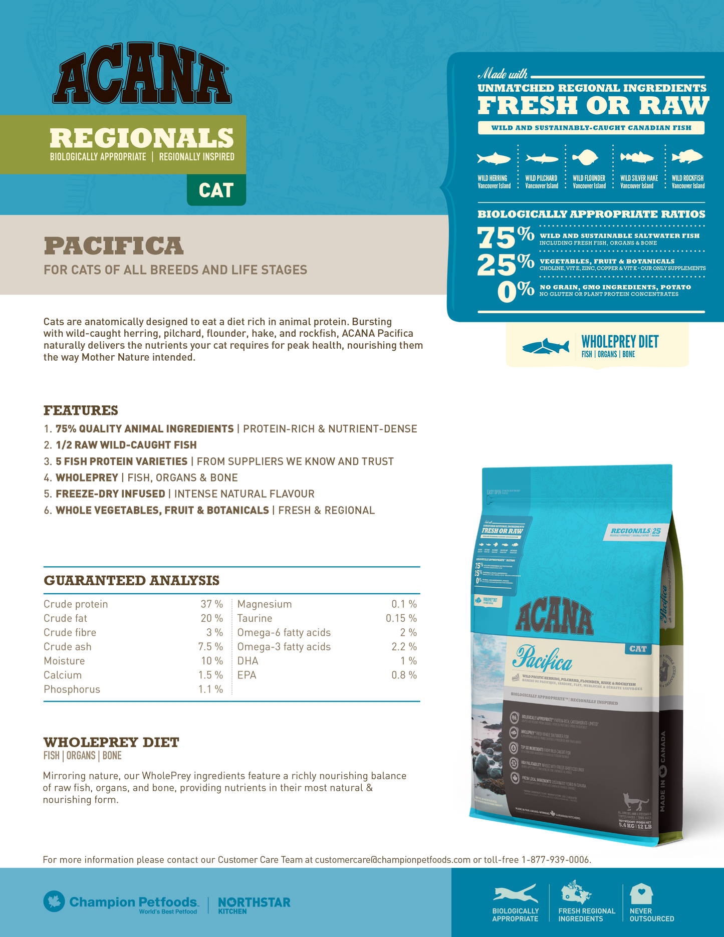 ACANA Regionals Pacifica Dry Cat Food (2 Sizes)