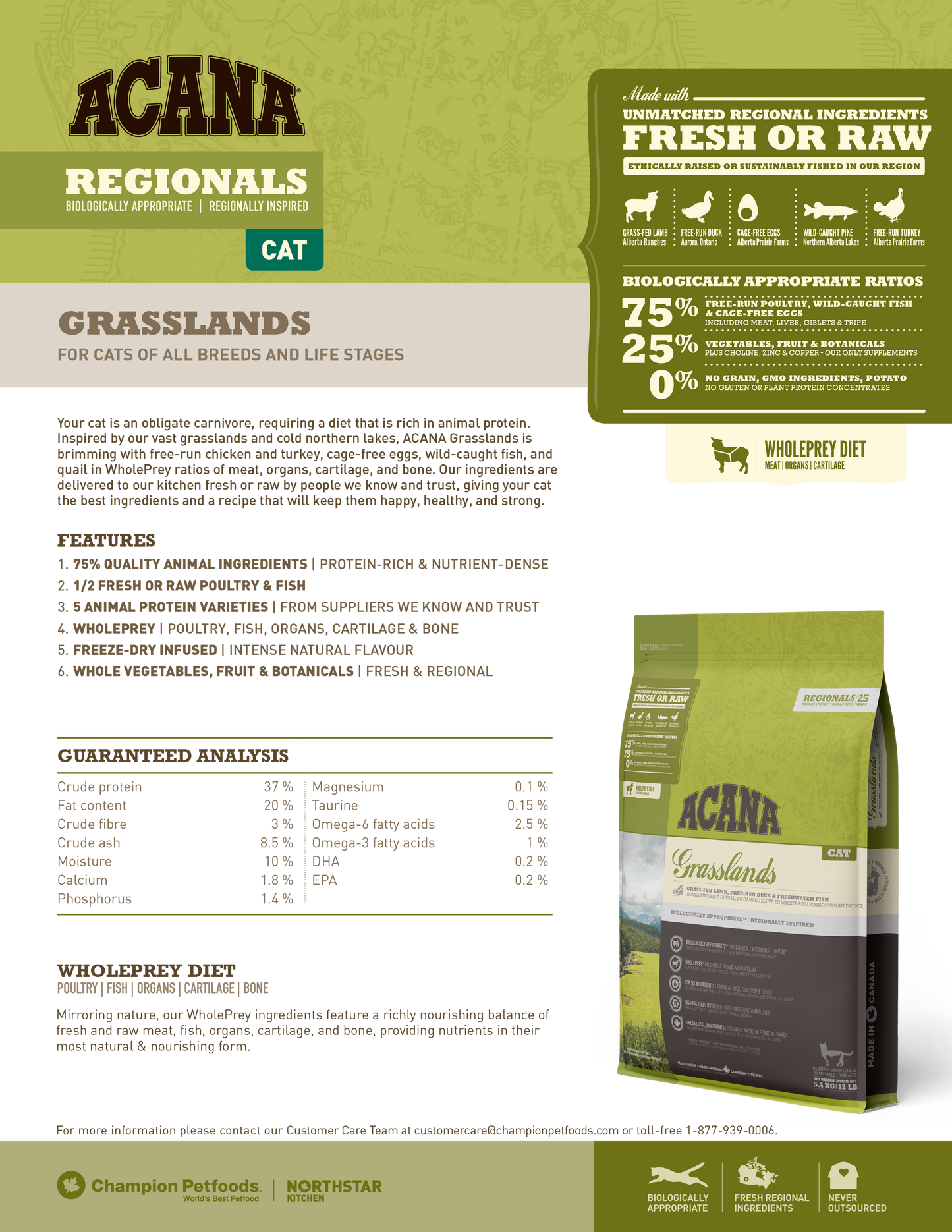 ACANA Regionals Grasslands Dry Cat Food (2 Sizes)