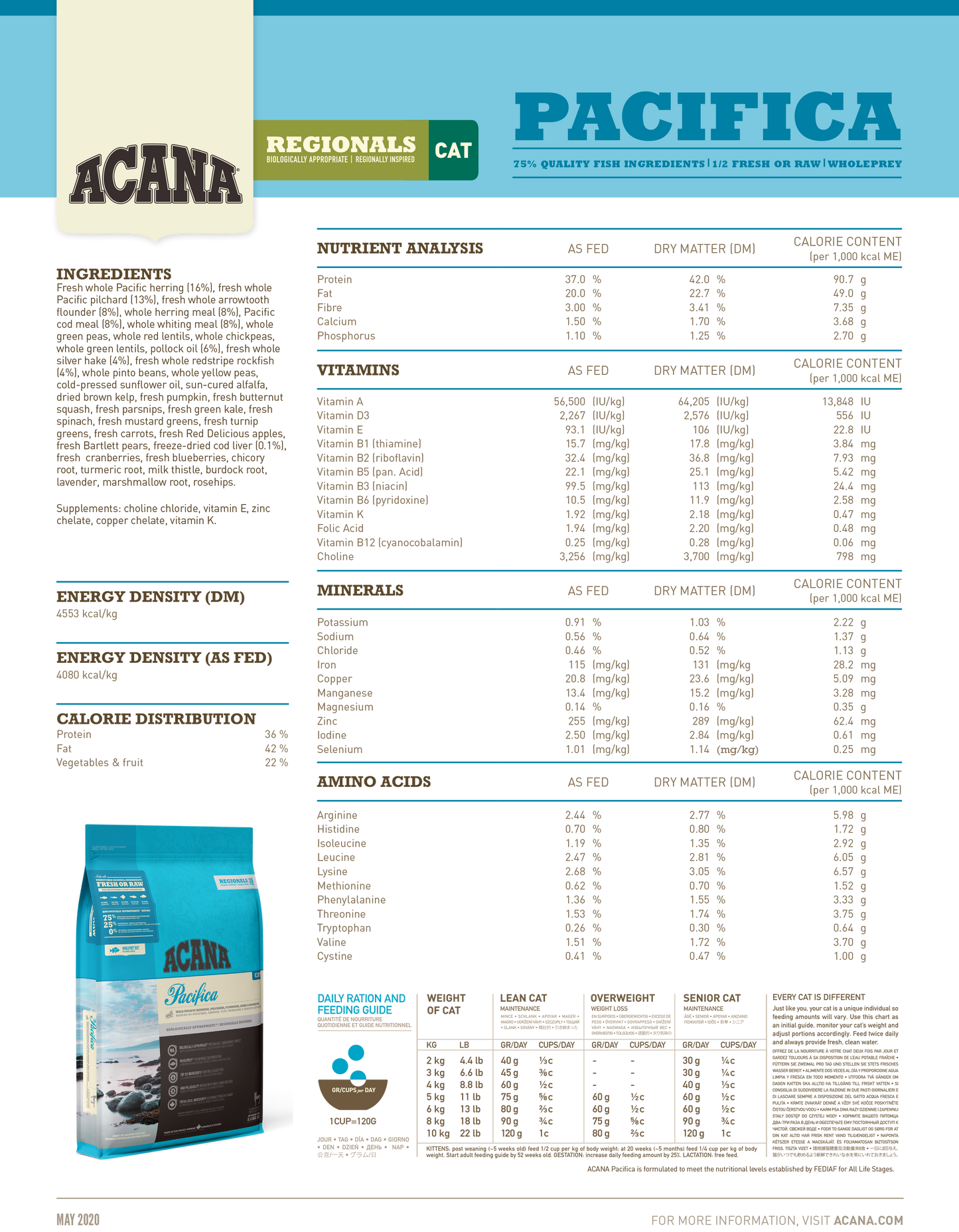 [EXTRA 5% OFF + FREE 340g of Kibbles] ACANA Regionals Pacifica Dry Cat Food (2 Sizes)