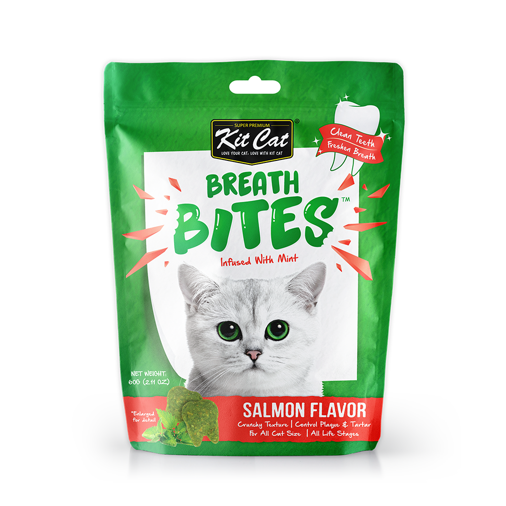 [As Low As $2.80 Each] Kit Cat Breath Bites Mint & Salmon Cat Treats 60g
