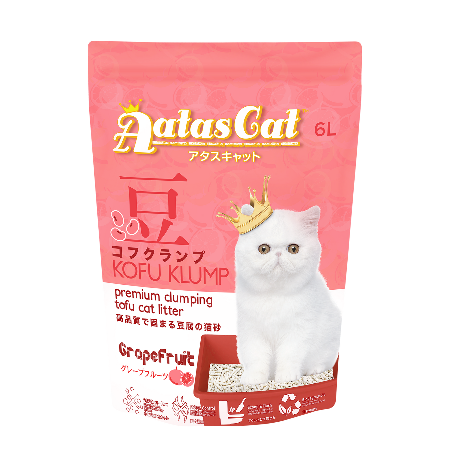 Aatas Cat Kofu Klump Tofu Cat Litter Grapefruit 6L