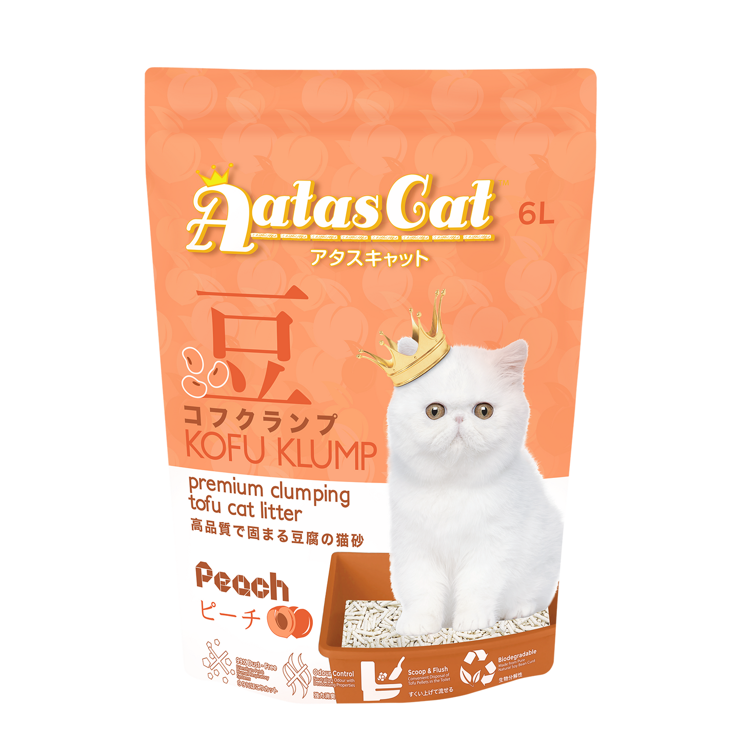 Aatas Cat Kofu Klump Tofu Cat Litter Peach 6L