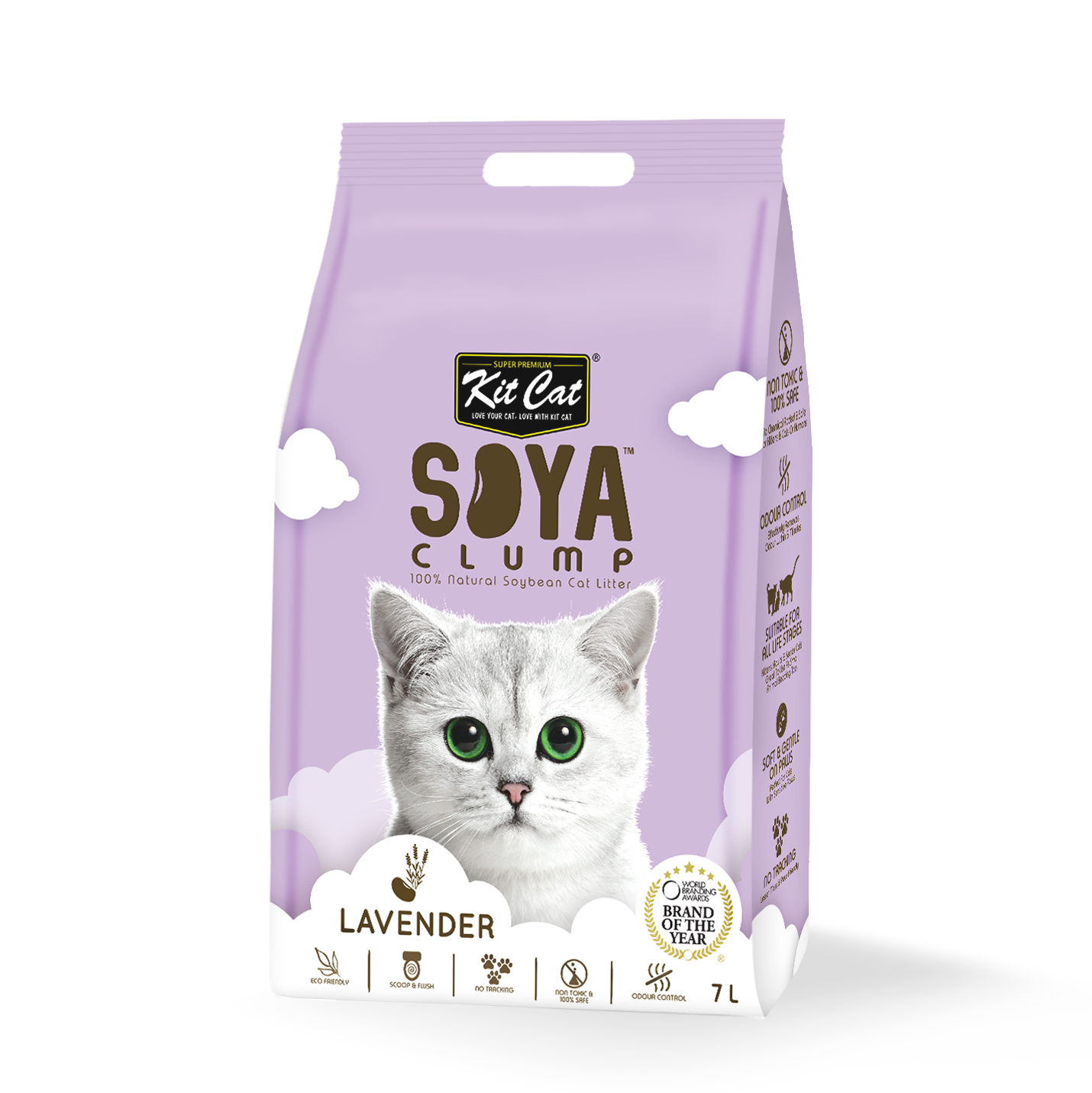 Kit Cat Soya Clump Cat Litter Lavender 7L (Bundle of 6)