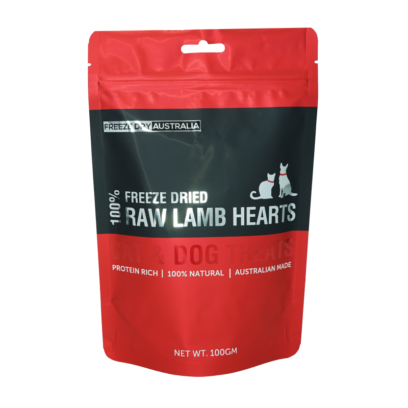 Freeze Dry Australia Freeze Dried Lamb Hearts Cat and Dog Treats 100g