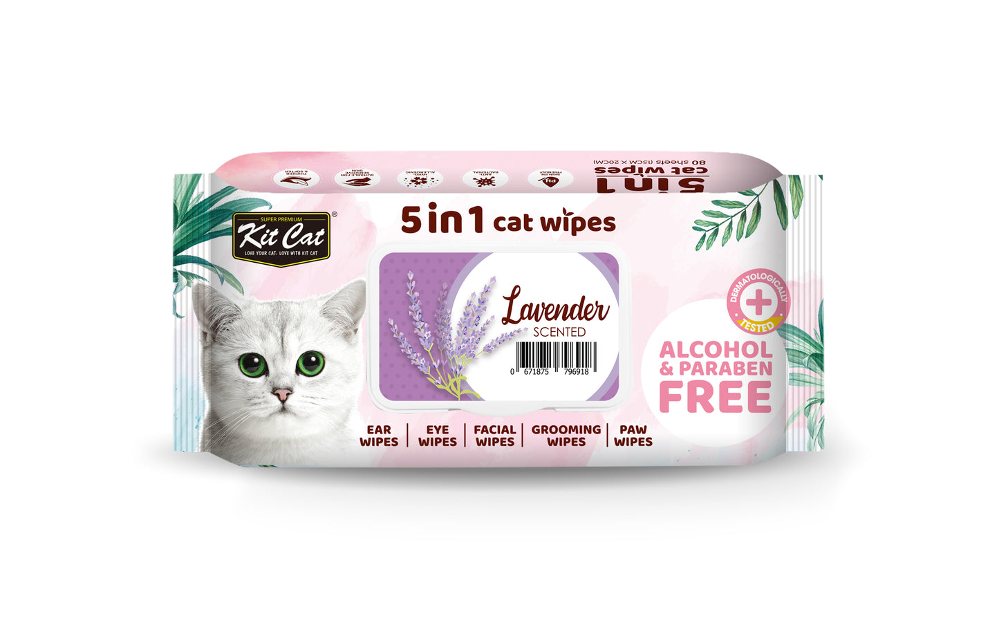 [As Low As $3.48 Each] Kit Cat 5 in 1 Lavender Cat Wipes