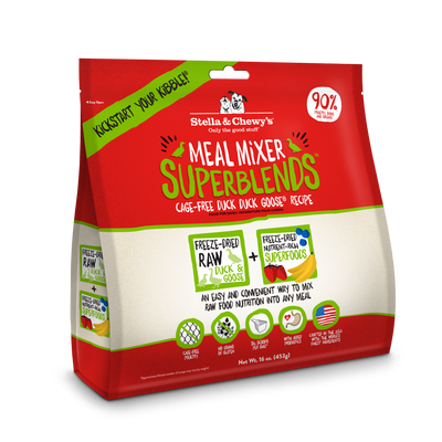 Stella & Chewy's SuperBlends Meal Mixers Duck Duck Goose Freeze Dried Dog Food Topper 16oz