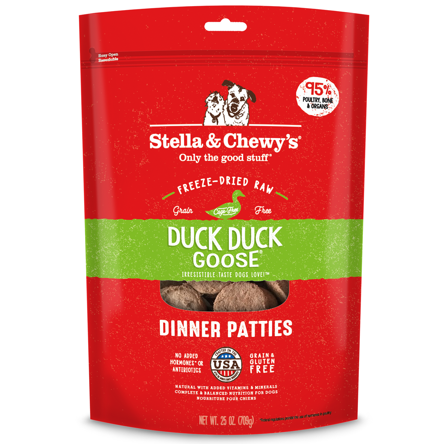 Stella & Chewy's Duck Duck Goose Dinner Patties Freeze-Dried Raw Dog Food (2 Sizes)