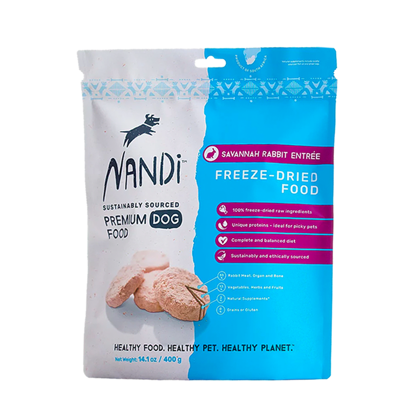 Nandi Freeze Dried Savannah Rabbit Entree Dog Food 14.1oz / 400g