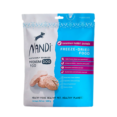 Nandi Freeze Dried Savannah Rabbit Entree Dog Food 14.1oz / 400g