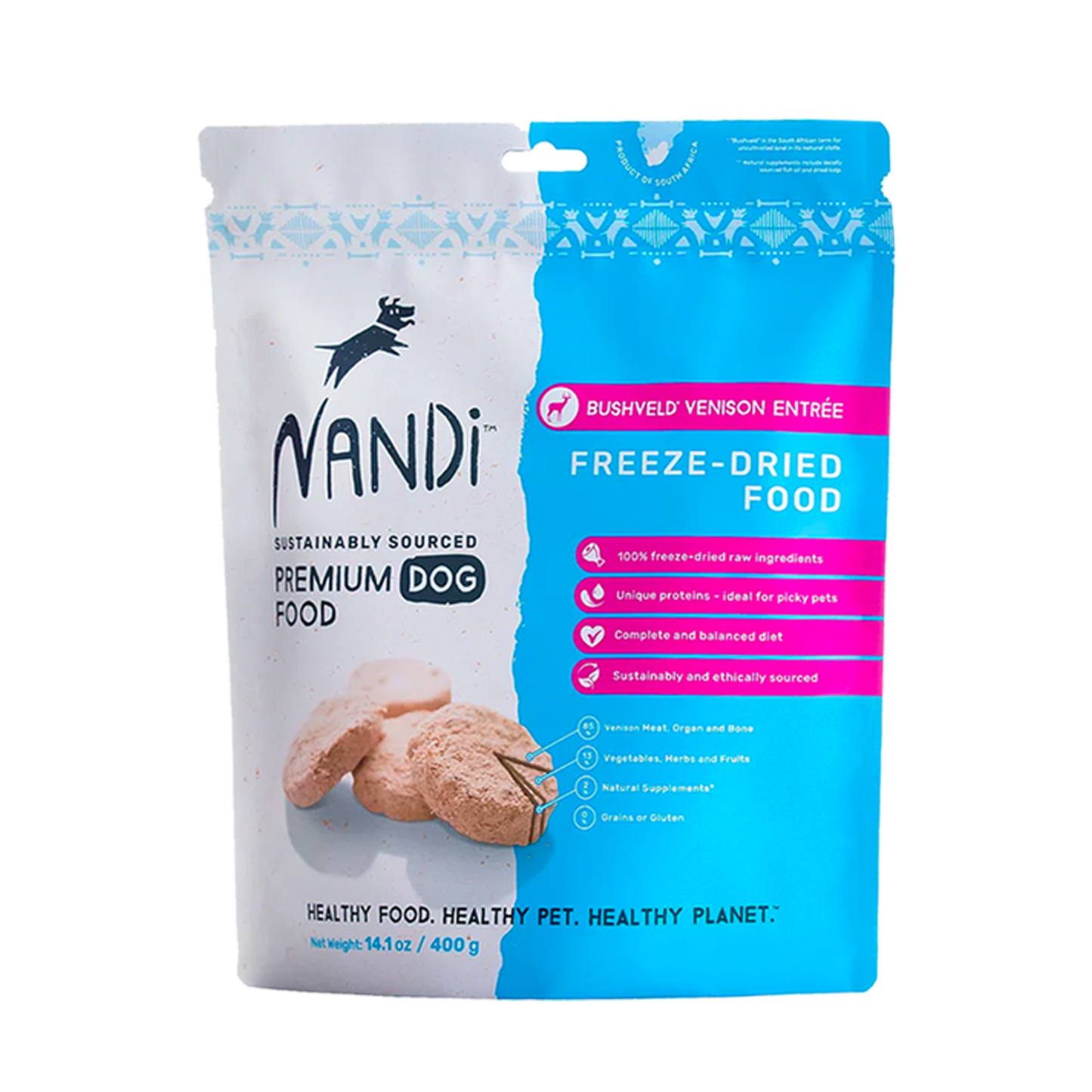 Nandi Freeze Dried Bushveld Venison Entree Dog Food 14.1oz / 400g
