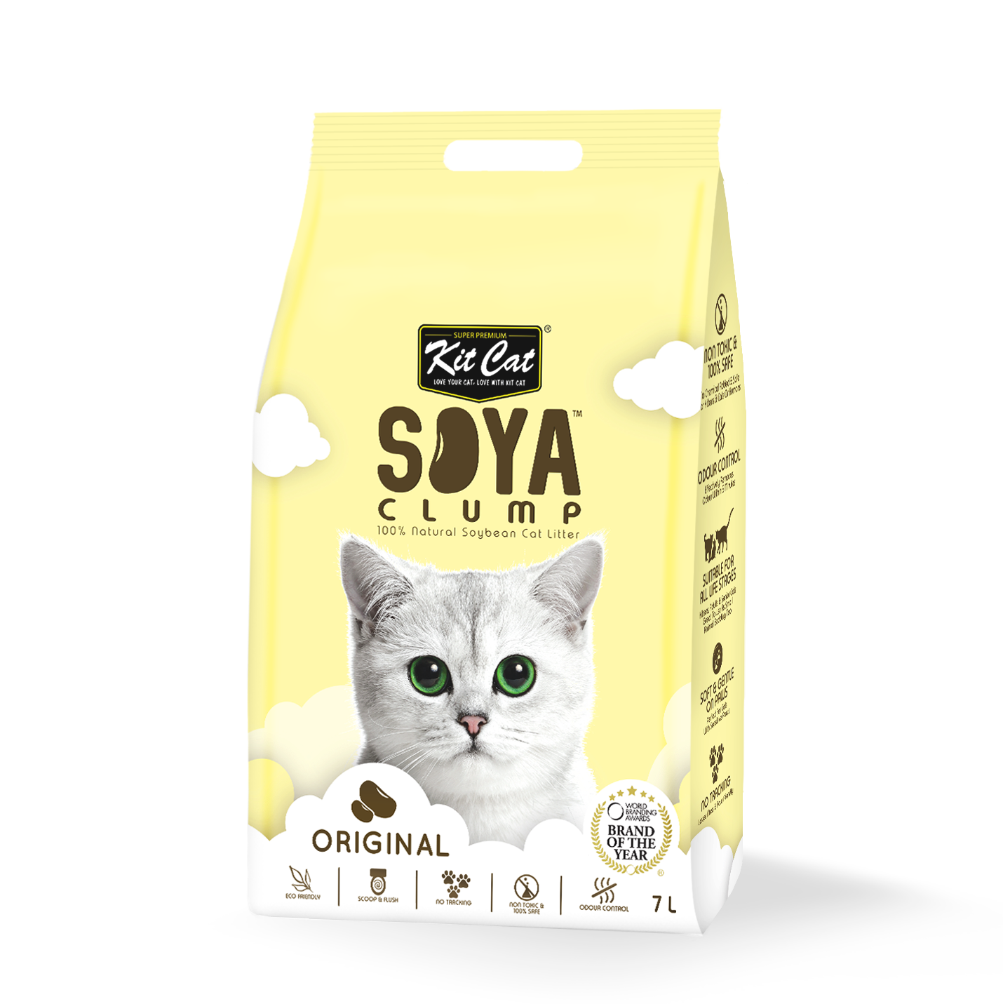 Kit Cat Soya Clump Cat Litter Original 7L (Bundle of 6)