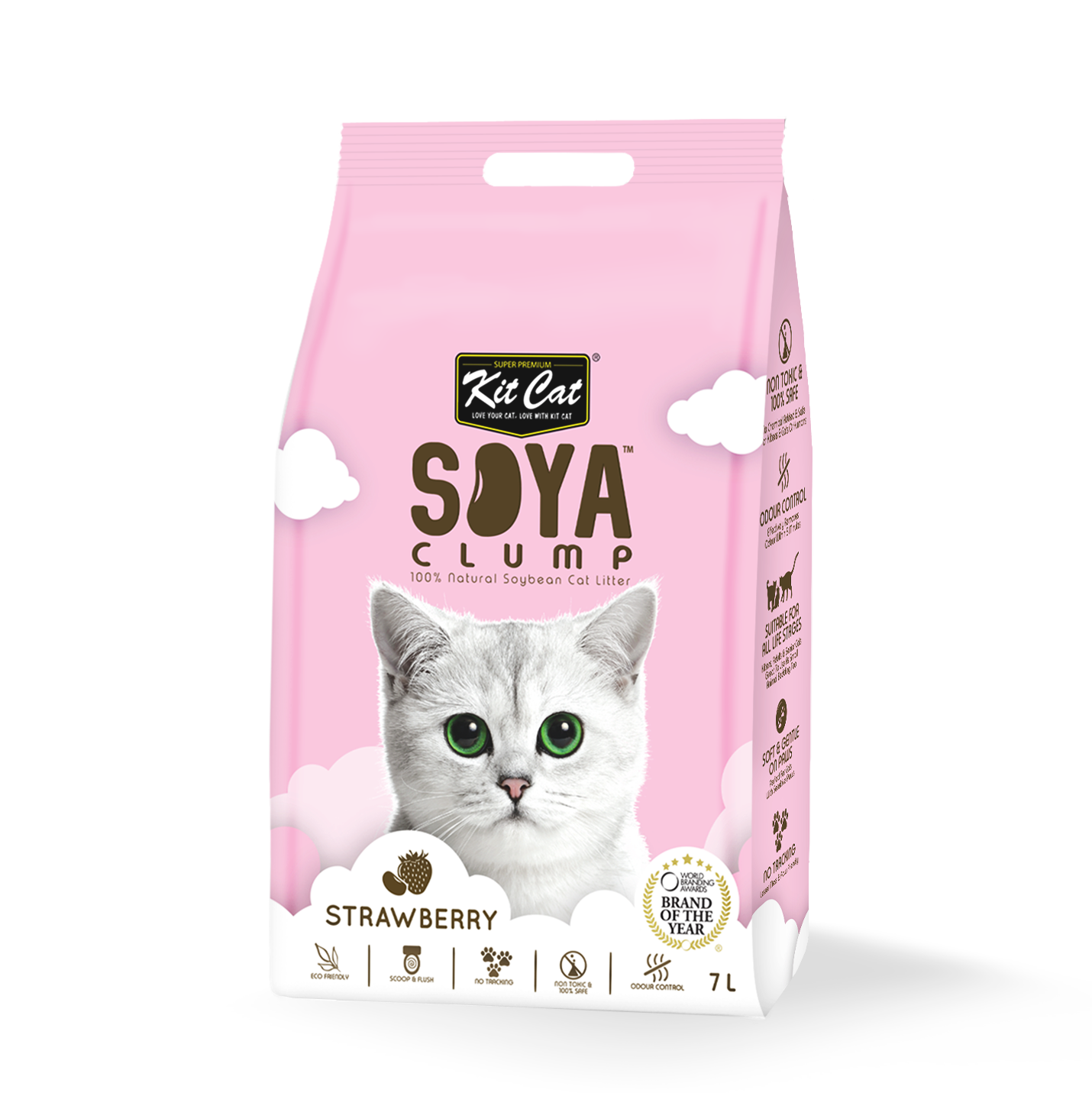 Kit Cat Soya Clump Cat Litter Strawberry 7L (Bundle of 6)