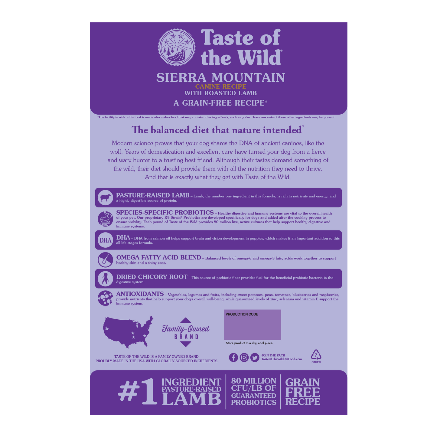 Taste of the Wild Sierra Mountain Roasted Lamb Dog Dry Food (2 Sizes)