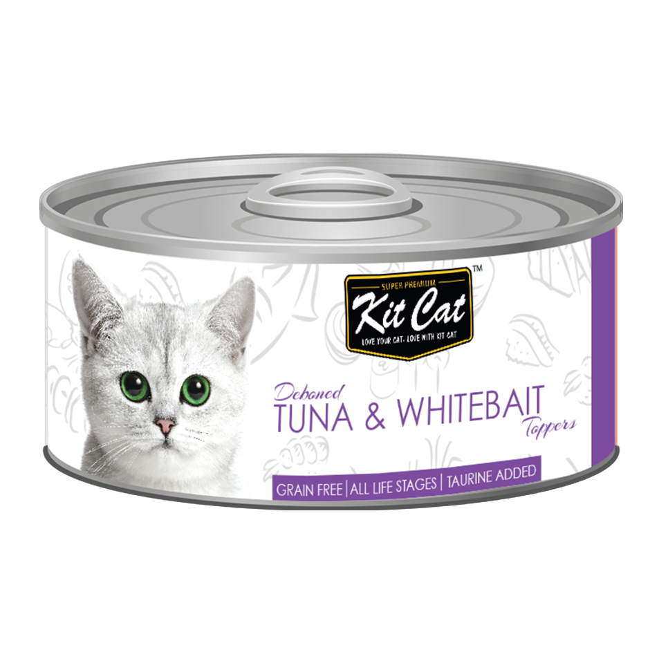 [As Low As $0.91 Each] Kit Cat Deboned Tuna & Whitebait Wet Cat Canned Food 80g