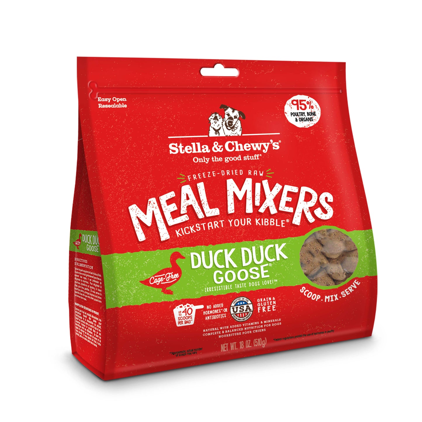 Stella & Chewy's Meal Mixers Duck Duck Goose Freeze Dried Dog Food Topper 18oz