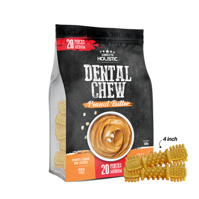 Absolute Holistic Boost Peanut Butter Dental Chew Jumbo Pack for Dogs (2 Sizes)