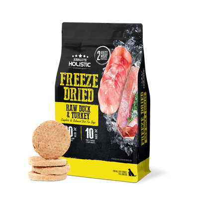 [As Low As $46 Each] Absolute Holistic Freeze Dried Raw Duck & Turkey Patties Dog Food 12.7oz