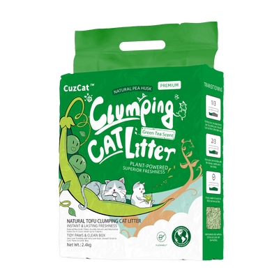 CuzCat Green Tea Pea Husk Clumping Cat Litter 6L (Bundle of 6)