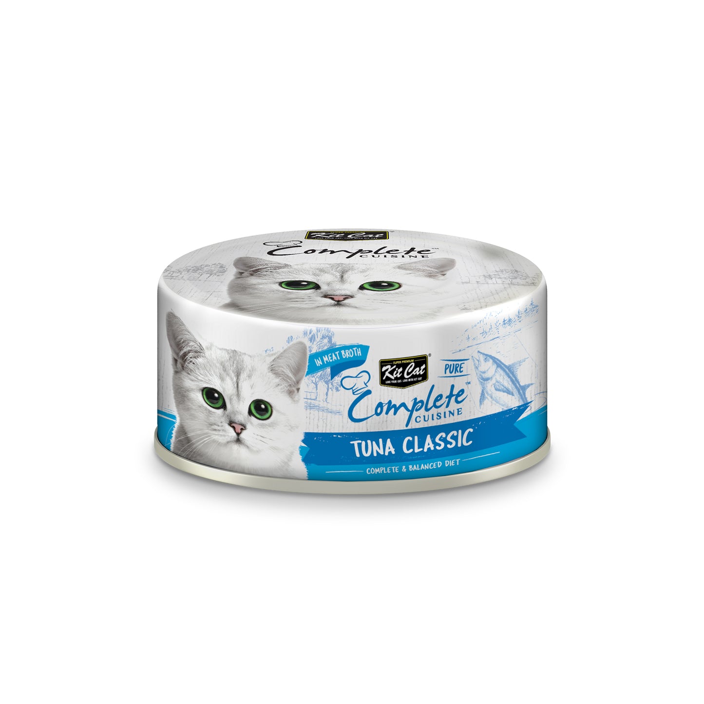 [As Low As $1.45 Each] Kit Cat Complete Cuisine Pure Tuna Classic Wet Cat Canned Food 70g