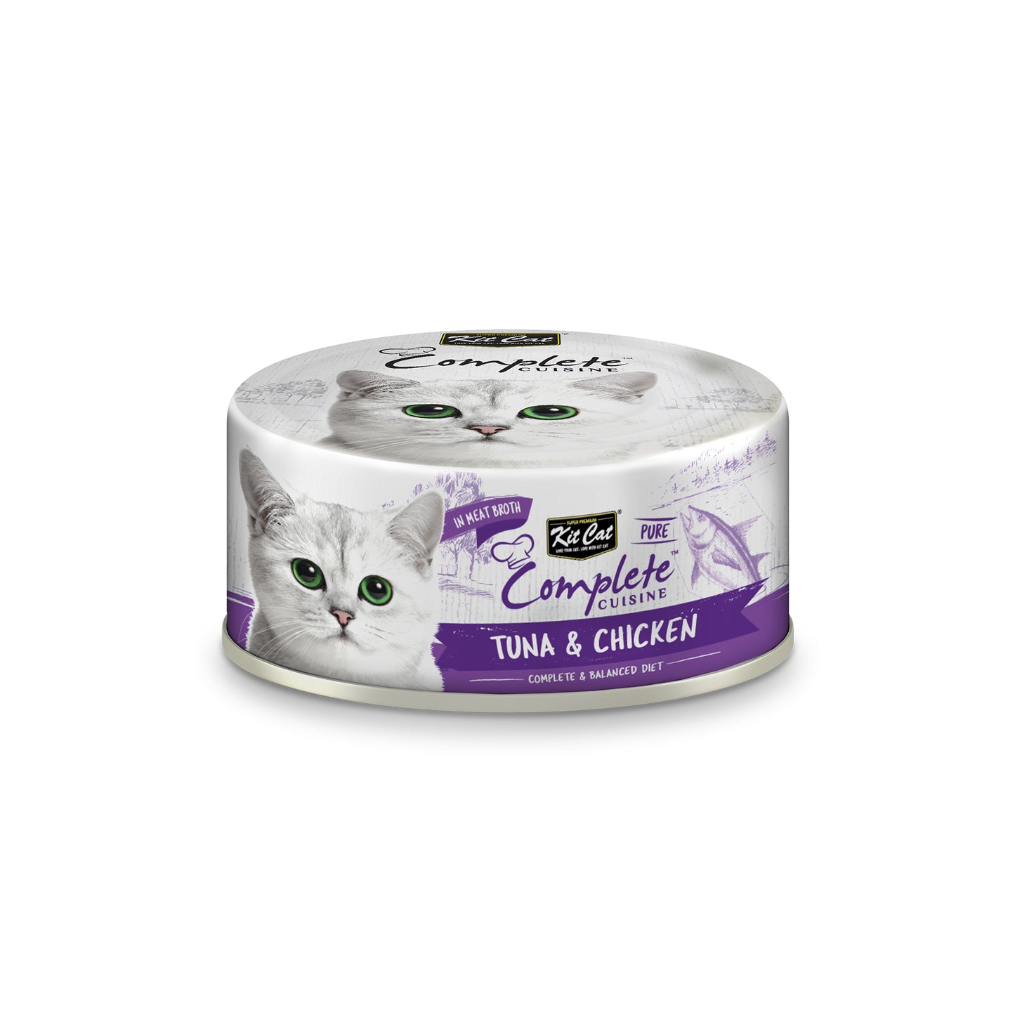 [As Low As $1.45 Each] Kit Cat Complete Cuisine Pure Tuna & Chicken Wet Cat Canned Food 70g