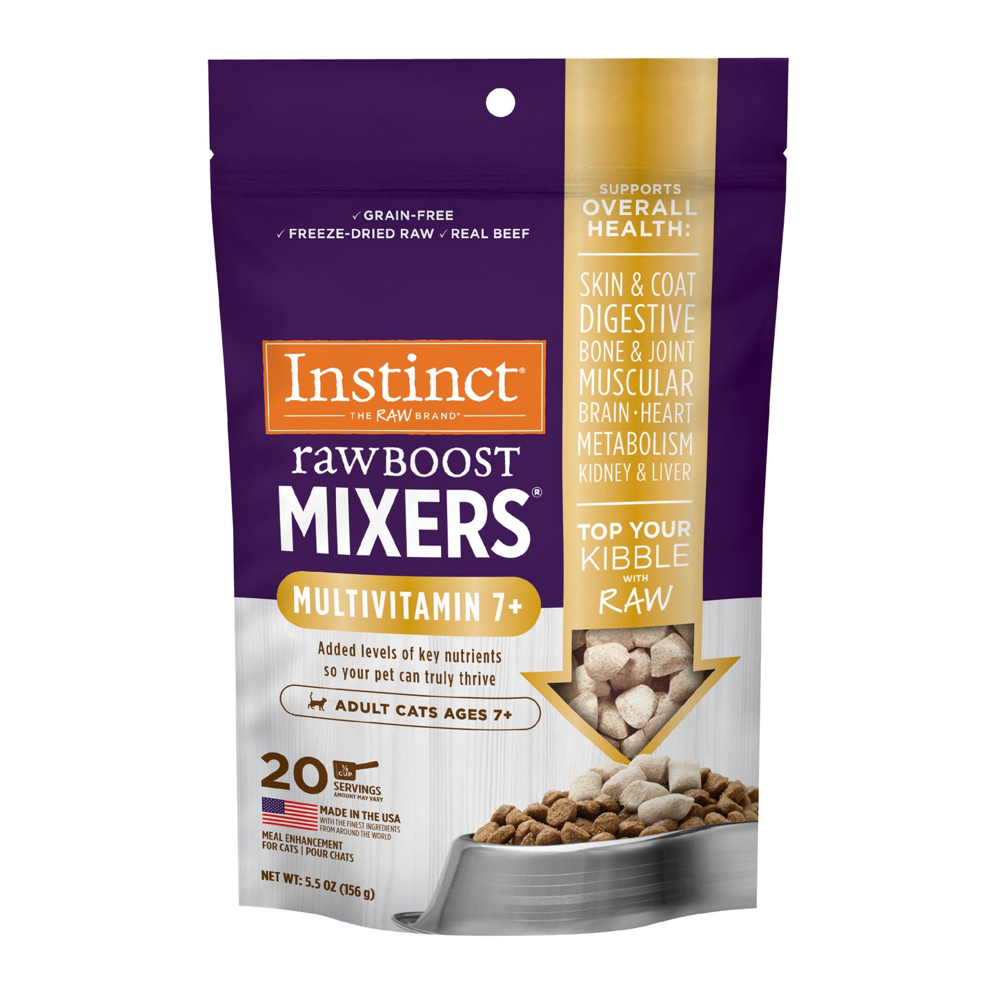 Instinct Freeze Dried Raw Boost Mixers Grain-Free Multivitamin 7+ Cat Food Topper 5.5oz