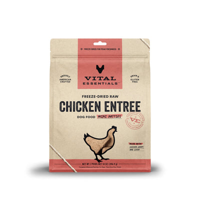 [3 for $141] Vital Essentials Mini Patties Chicken Entree Freeze Dried Raw Dog Food 14oz