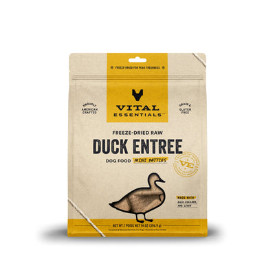 [3 for $141] Vital Essentials Mini Patties Duck Entree Freeze Dried Raw Dog Food 14oz