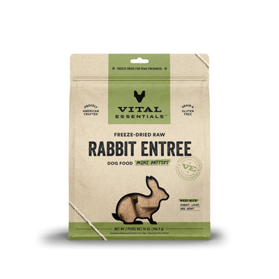 [3 for $177] Vital Essentials Mini Patties Rabbit Entree Freeze Dried Raw Dog Food 14oz