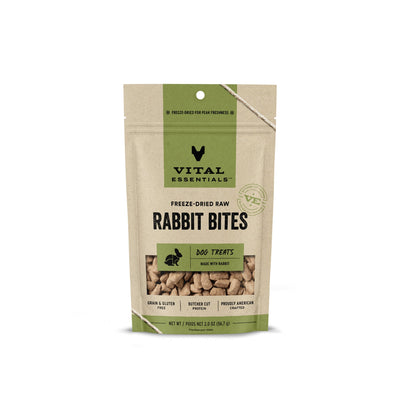 Vital Essentials Rabbit Bites Freeze Dried Raw Dog Treats 2oz