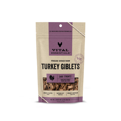 Vital Essentials Freeze Dried Raw Turkey Giblets Single Ingredient Dog Treats 2.0oz