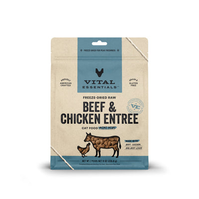 [3 for $96] Vital Essentials Mini Nibs Beef & Chicken Entree Freeze Dried Raw Cat Food 8oz