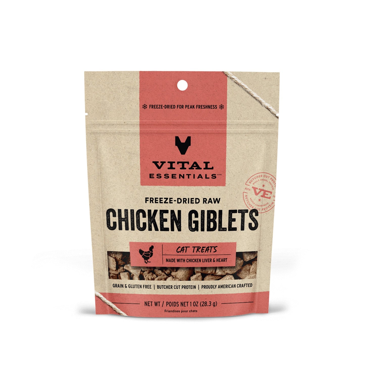 Vital Essentials Freeze Dried Raw Chicken Giblets Cat Treats 1oz