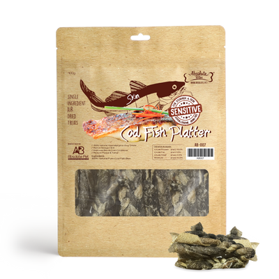 Absolute Bites Air Dried Cod Fish Platter Dog Treats (Large Bag) 400g