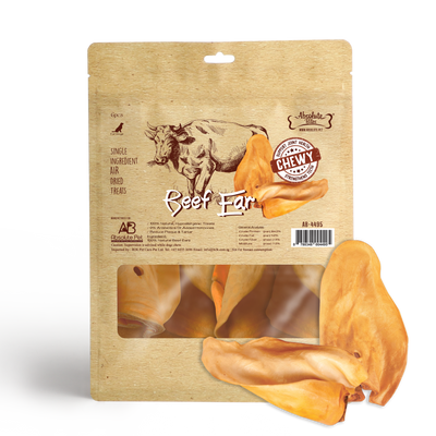 Absolute Bites Air Dried Beef Ear Dog Treats (Large Bag) 6 Pieces