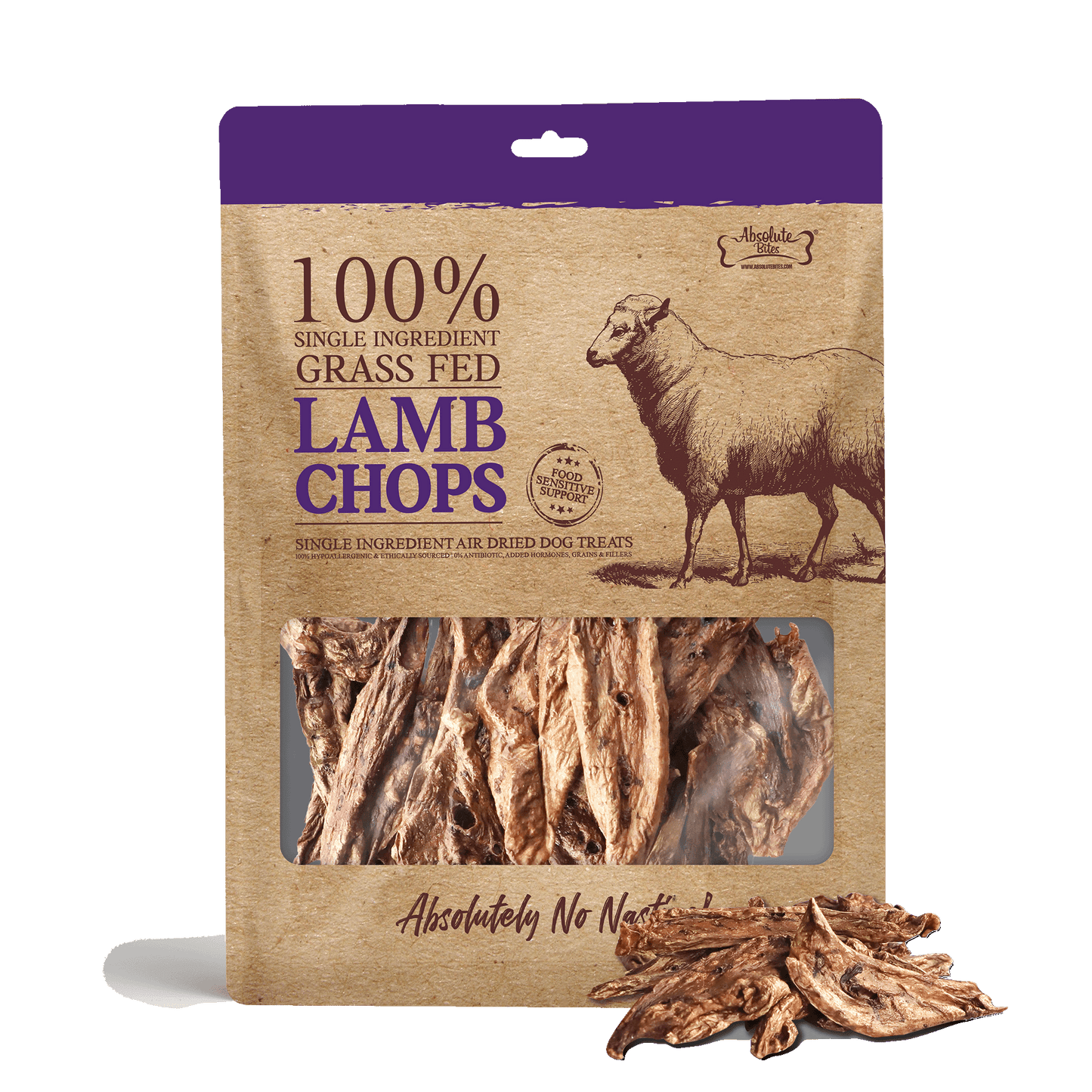 Absolute Bites Air Dried Lamb Chops Dog Treats (2 sizes)