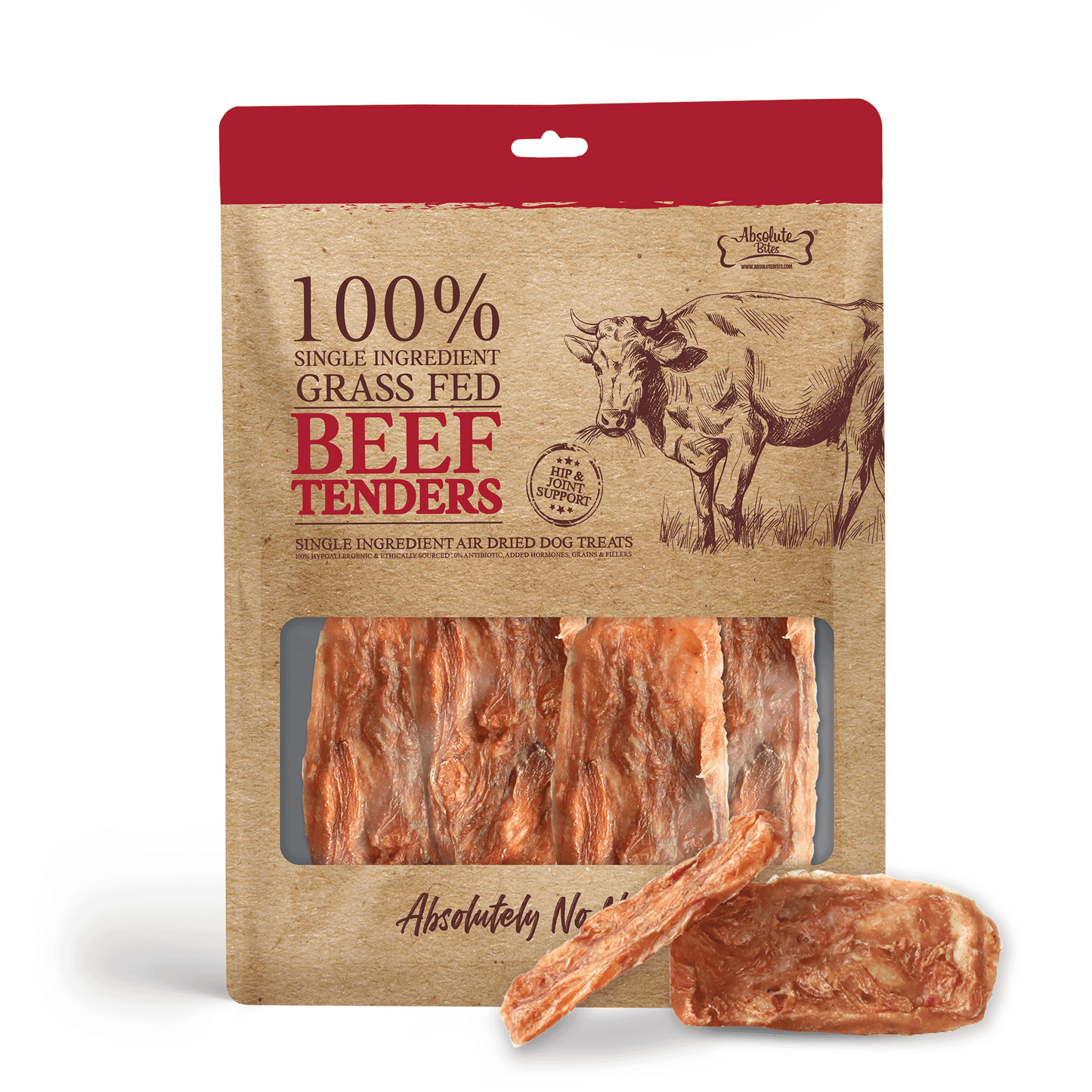 Absolute Bites Air Dried Beef Tenders Dog Treats 80g (Small Bag)