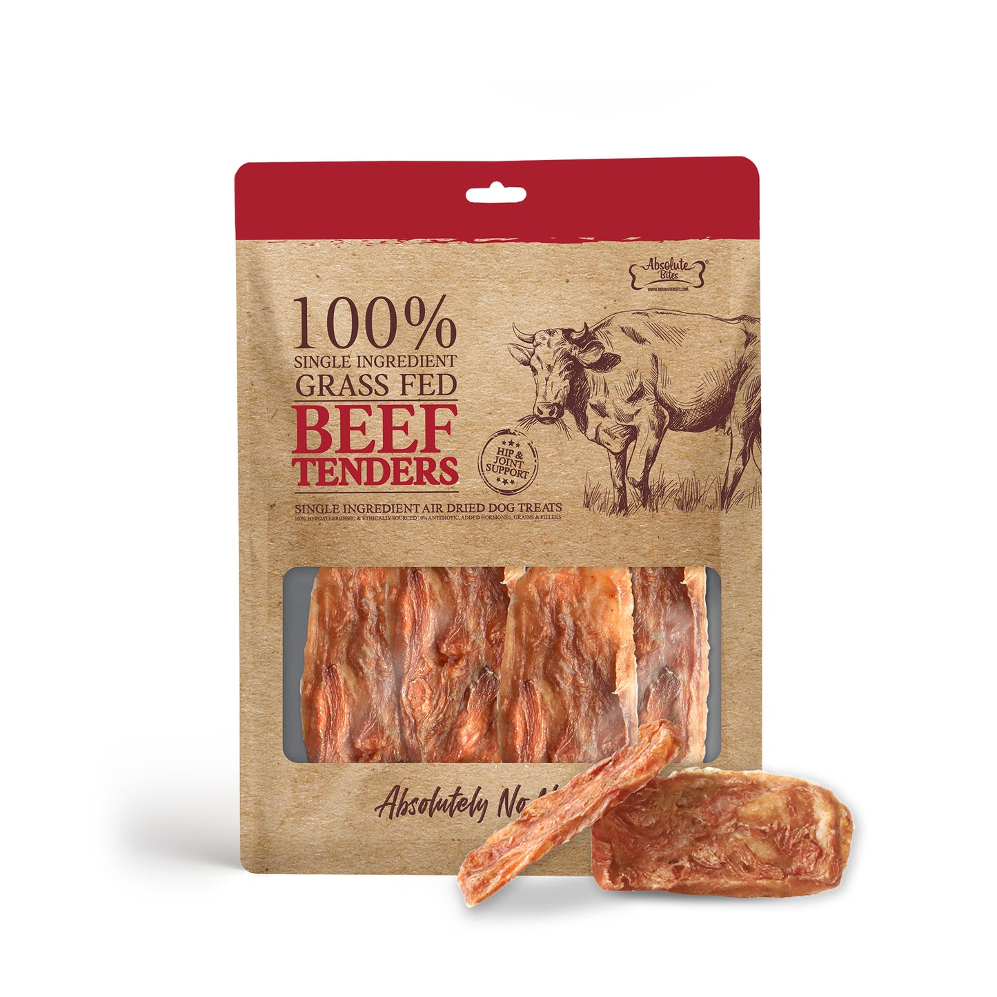 Absolute Bites Air Dried Beef Tenders Dog Treats (Small Bag) 80g